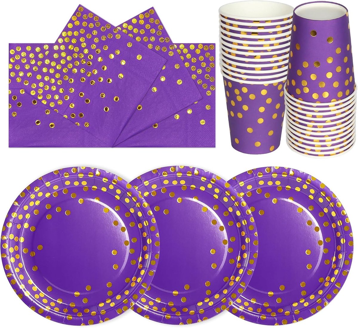 Purple Servies Party 72 Stuks Party Decoratie Meisjes Verjaardag Dambini Partyartikelen Set Inclusief Wegwerpborden en Wegwerp Papier Party Cups Servetten - 24 gasten