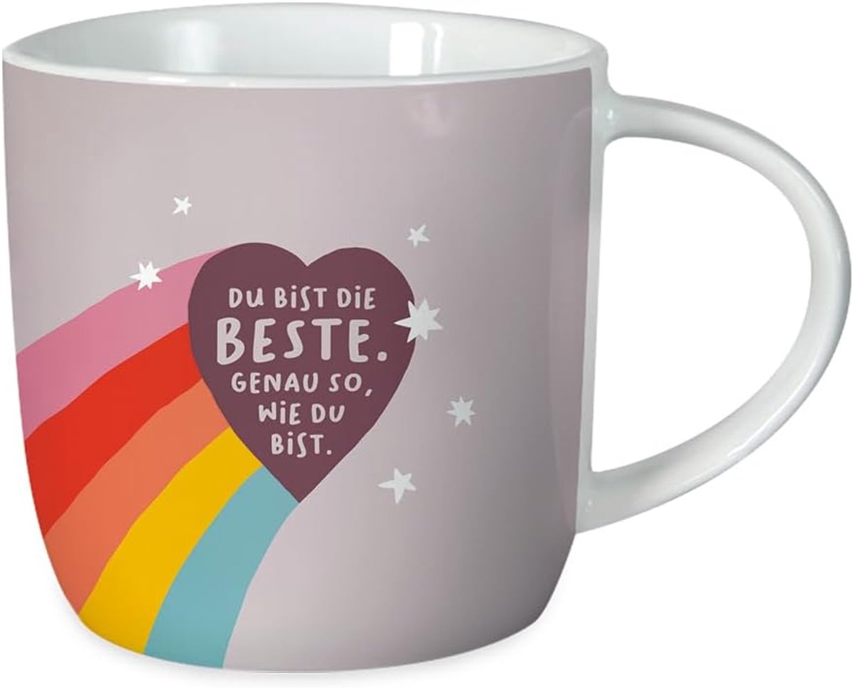 Koffiemok met spreuk 300 ml porseleinen mok Du bist die Beste.