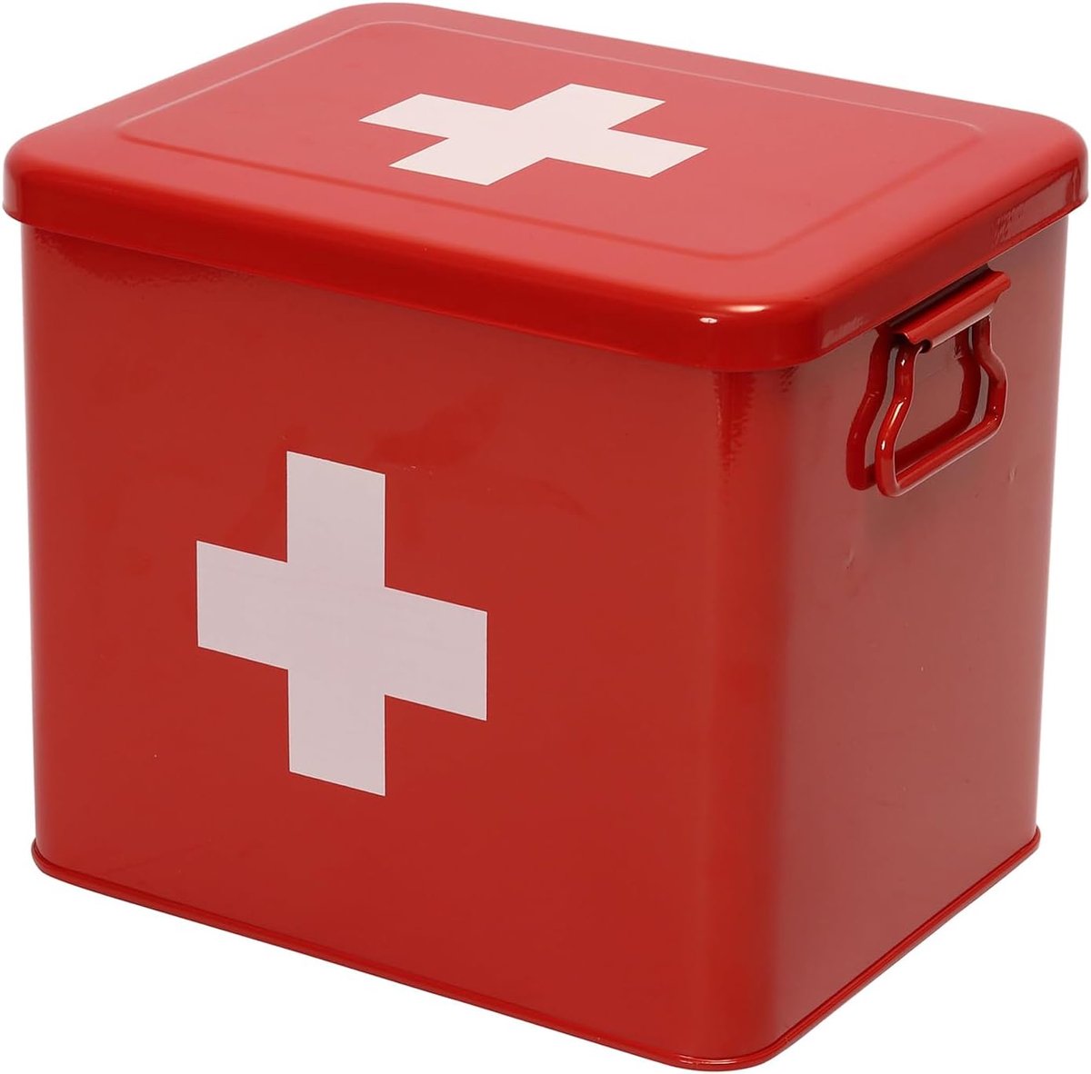 Metaal, rood, apotheekdoos, 23,5 cm, voor thuis