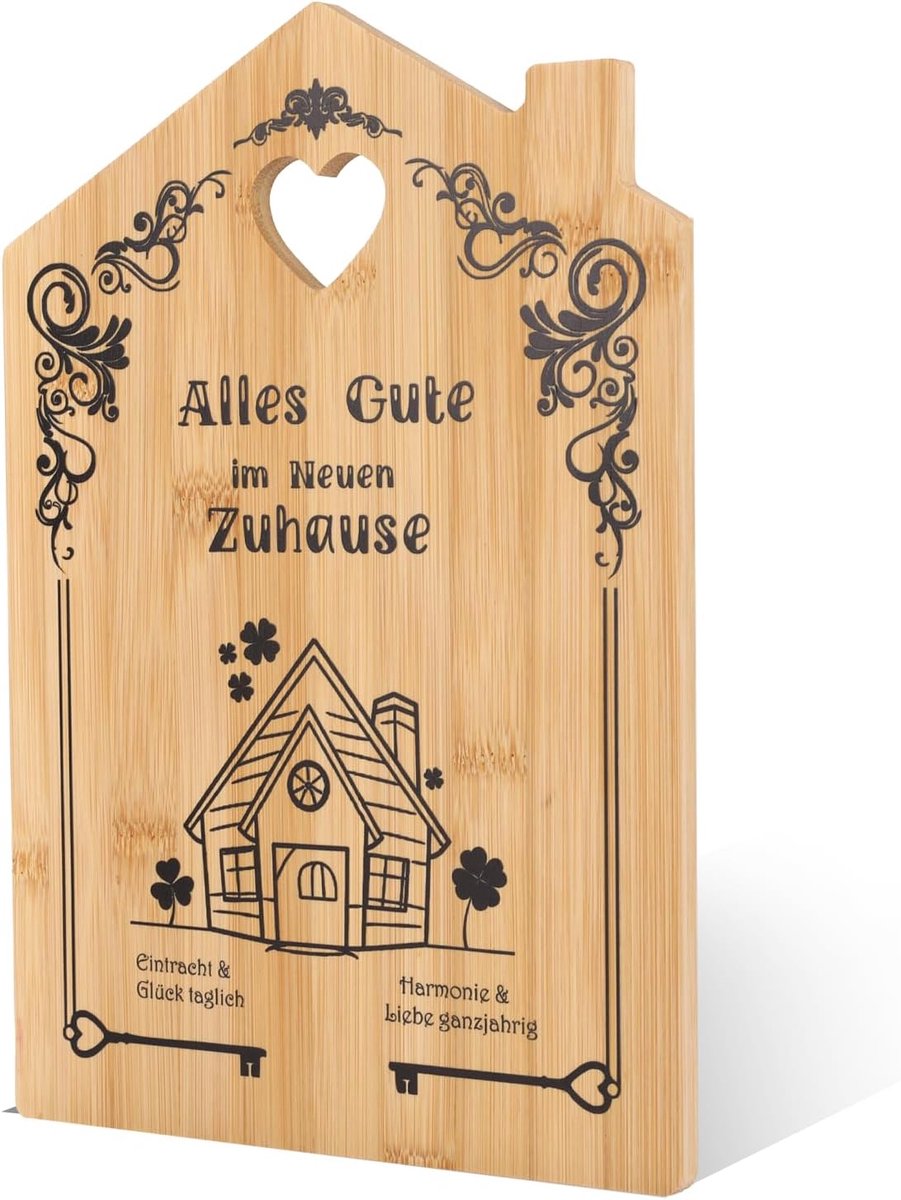 Geschenk voor verhuizing 2026-Bamboe snijplank Verhuisgeschenken huis, kan als verhuiscadeau, nieuwe woning cadeau, inwijdingscadeau worden gebruikt (verhuizen)