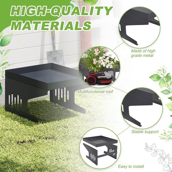 Garage voor robotmaaier, 70 x 60 x 43 cm, dak, grasmaaier, carport, overkapping, schuilplaats voor robotmaaier, zon- en regenbescherming, roestvrij, tuin, weerbestendig, antraciet — afbeelding 2