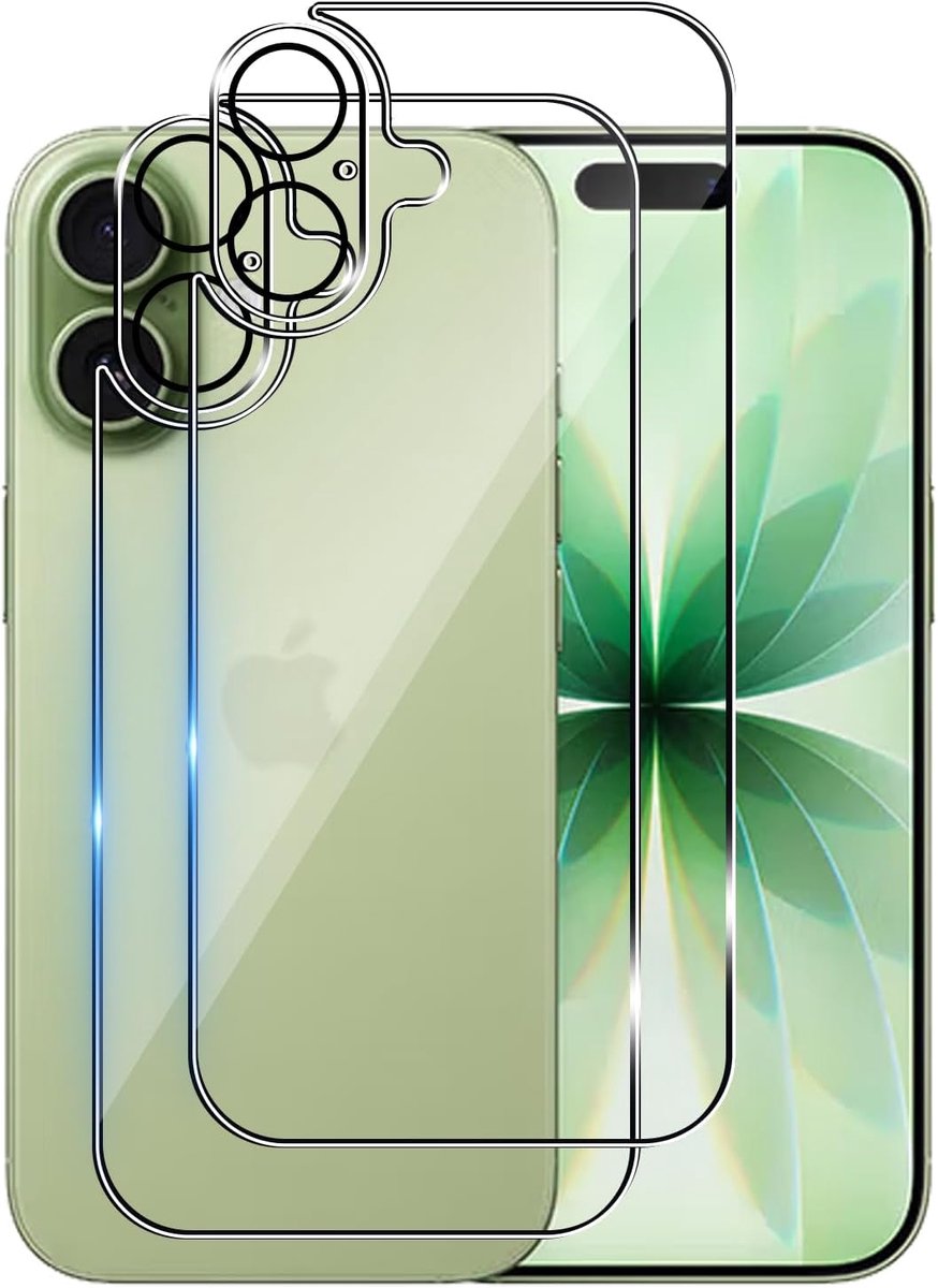 2 stuks displaybeschermfolie voor iPhone 17, pantserglas met 9H hardheid + 2 camerabeschermers, [ultrahelder], [No-Bubble], [krasbestendig]