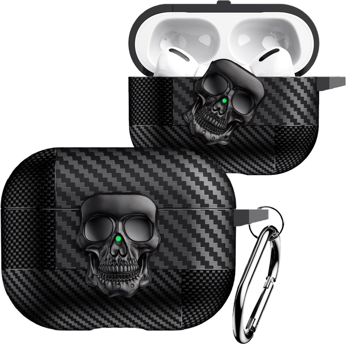 3D Grappige Schedel Hoesje voor AirPods Pro 2 - Skull Black
