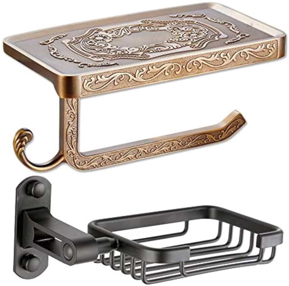 Accessoires Badkamer Wandhouder Omkeerbaar Toiletpapierhouder Roll Cell Rack Stof gesneden Vintage Stijl Kamerhouder Aluminium Zwart Mat Zeepschaal (Kleur: 01)