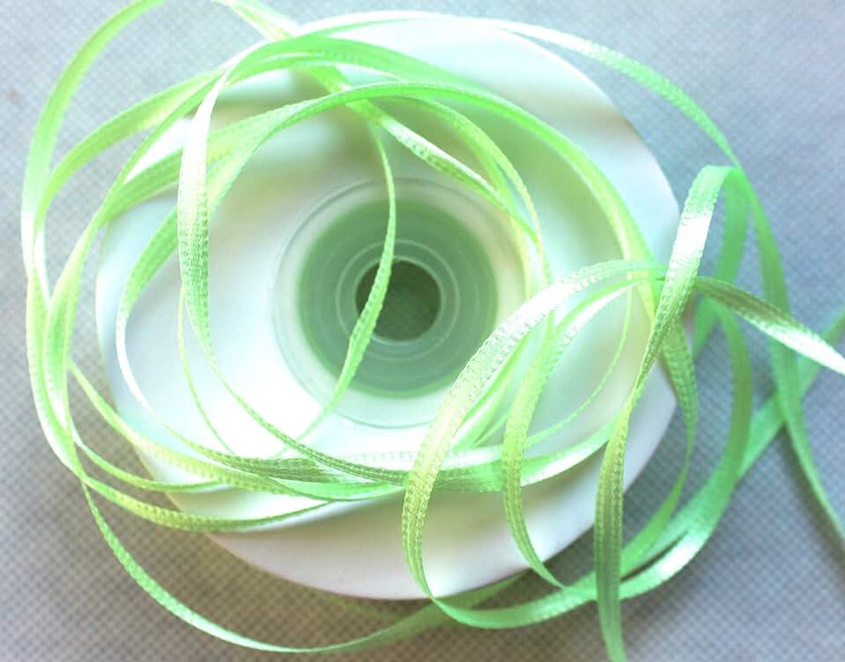 Geschenklint, decoratief lint, satijn bruiloft, Kerstmis (mint, 100m 3mm)