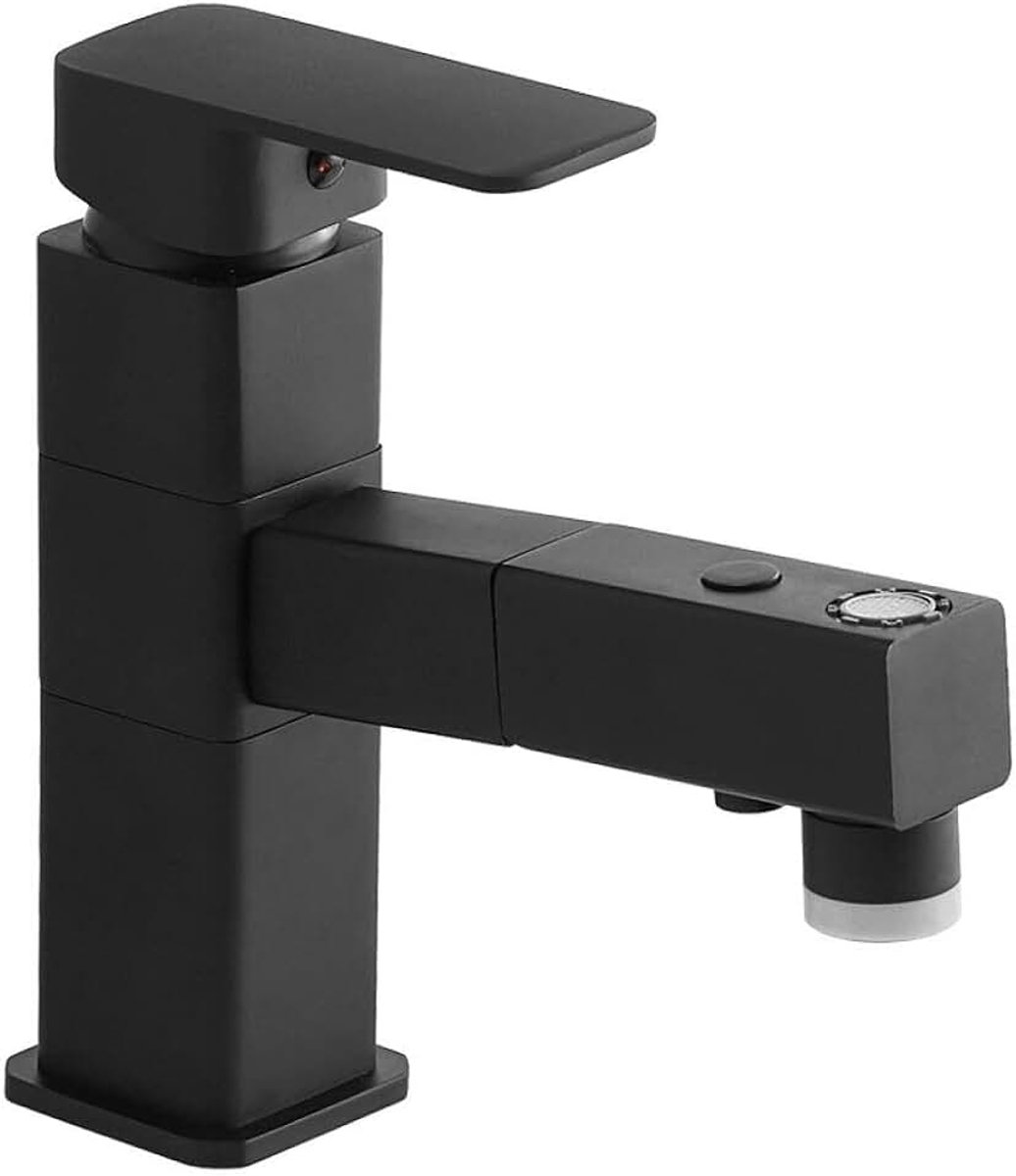 Wastafel uittrekbare warm- en koudwaterkraan boven aanrecht wastafel wastafel wastafel badkamer toilet zwarte kraan