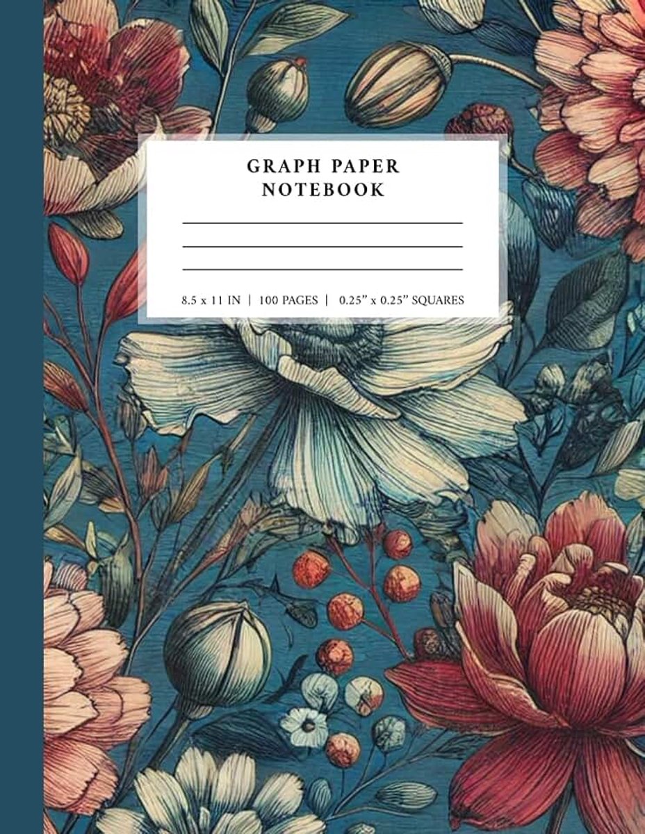 Notebook: | 8.5 x 11 notebook | Floral Cover Graphing Notebook | Math notebook graph paper