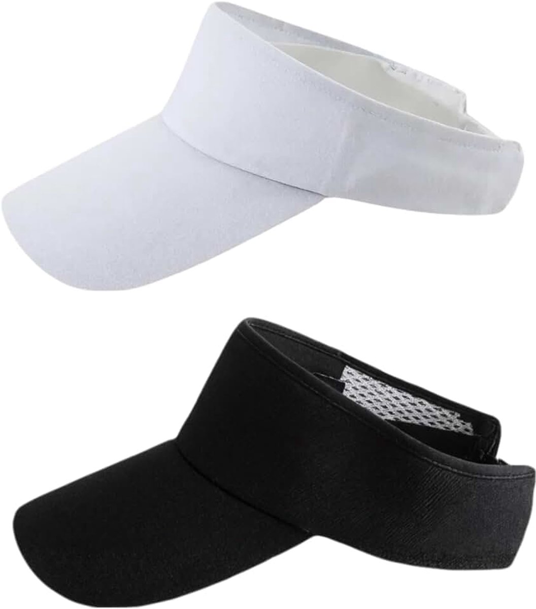 2 stuks wit zwart zonneklep pet voor dames heren golfhoed zomer zonnehoed lege top baseball cap verstelbare vizierhoeden voor golf fietsen vissen tennis hardlopen