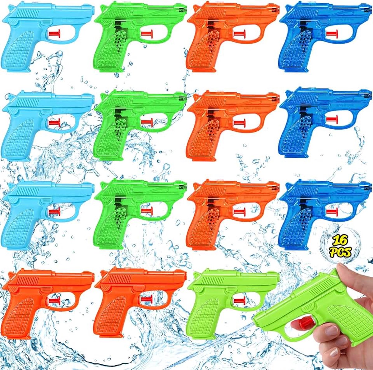 16-delige Waterpistool Set – Mini Waterpistolen voor Kinderen, Kleine Kleurrijke Waterpistooltjes voor Zomer, Tuin, Strand & Zwembadfeest – Leuk Waterspeelgoed voor Jongens en Meisjes