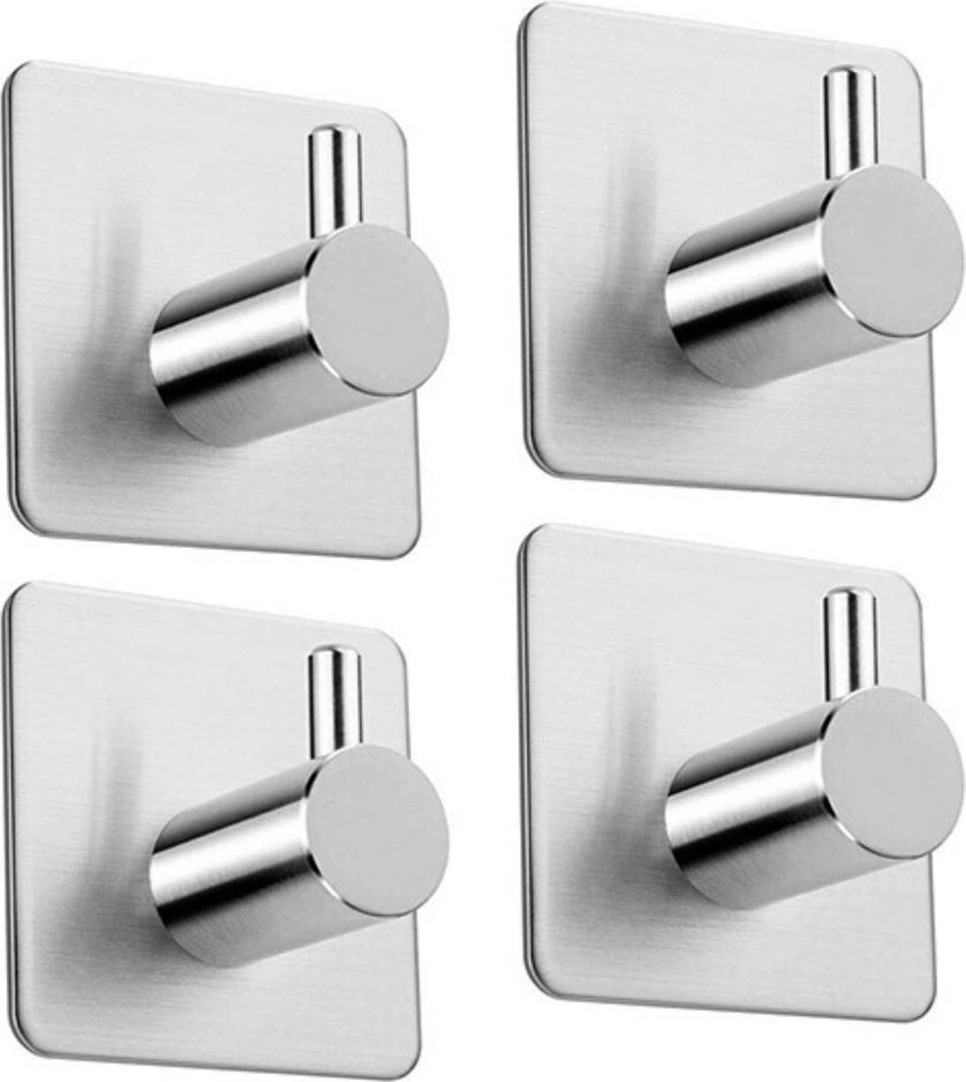 Handdoekhaakjes - RVS - Zilver - Ophangen - Badkamer - Kamer - 4 stuks