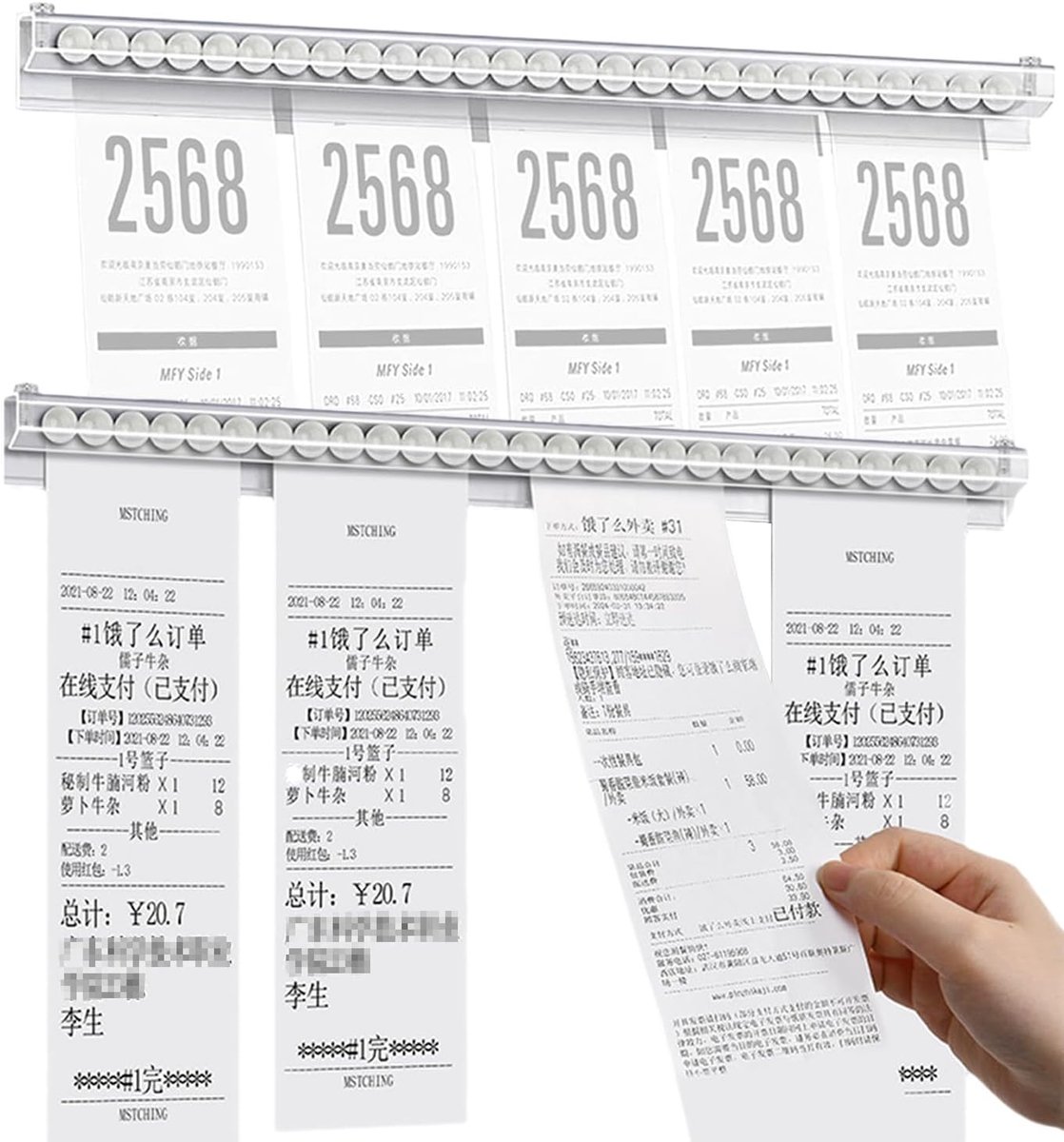 2 stuks houder bonlijst gastronomie 30 cm transparant plastic catering bonrail notitielijst klemlijst tab grabber bonhouder wandklemstrips bestelhouder voor keuken bar bestellingen ticket