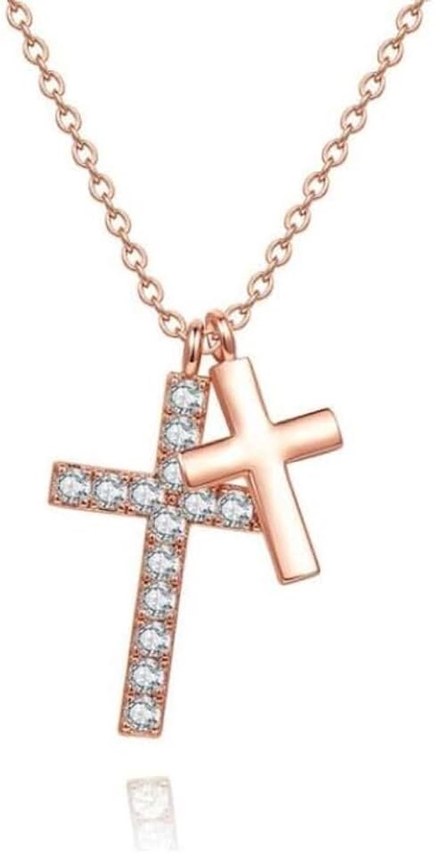 Ketting met kruis en zirkonia Rose