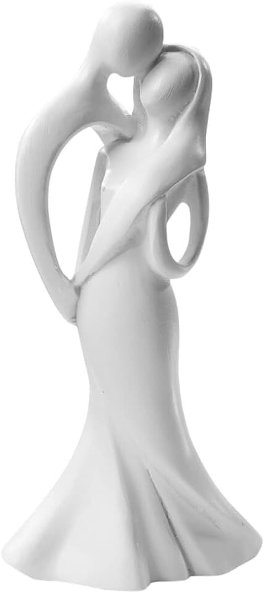 Bruidspaar - kussen bruiloft paar, 10 cm, wit, moderne stijl, polyhars