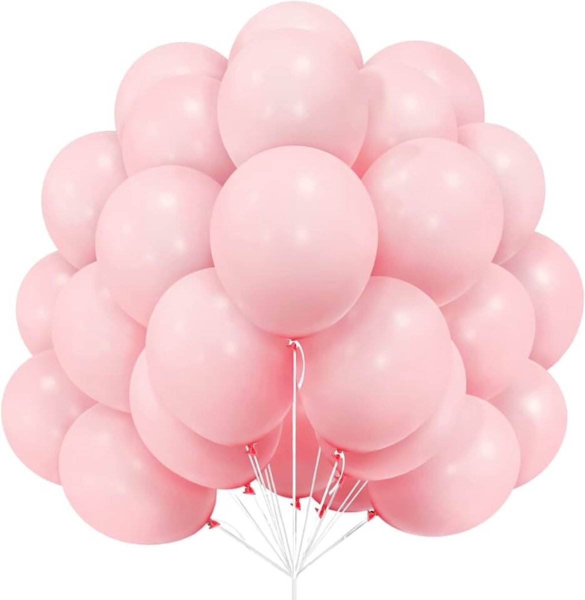 Ballonnen, 30 stuks Pastel Roze Latex Ballonnen 12 inch 30,5 cm Roze Baby Ballon met Lint voor Verjaardagsfeestjes Bruids-Generaal Onthulling Huwelijksdecoraties Baby Shower Neutral Doop