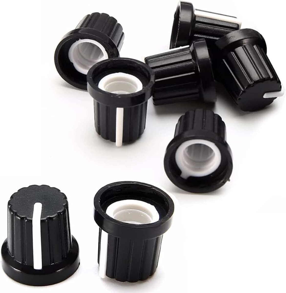 8 stuks draaiknop, 6 mm, volumeknoppen, gitaarknop, volumeregelaar, bas gitaardraaiknop, potentiometer draaiknop, voor bas, elektrische bas, gitaar, D-vorm