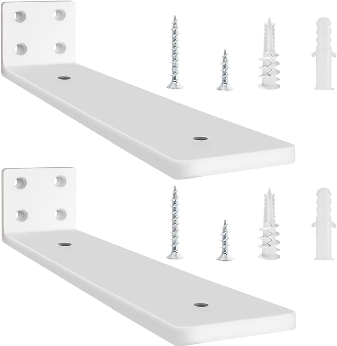 Duty plankbeugel 30 cm, 2 stuks Zwevende Plankdragers 90 Graden Schapsteune, voor Wandmontage Boekenplankbeugel Wandplank Ondersteuning Metaal Plankhouders | Wit