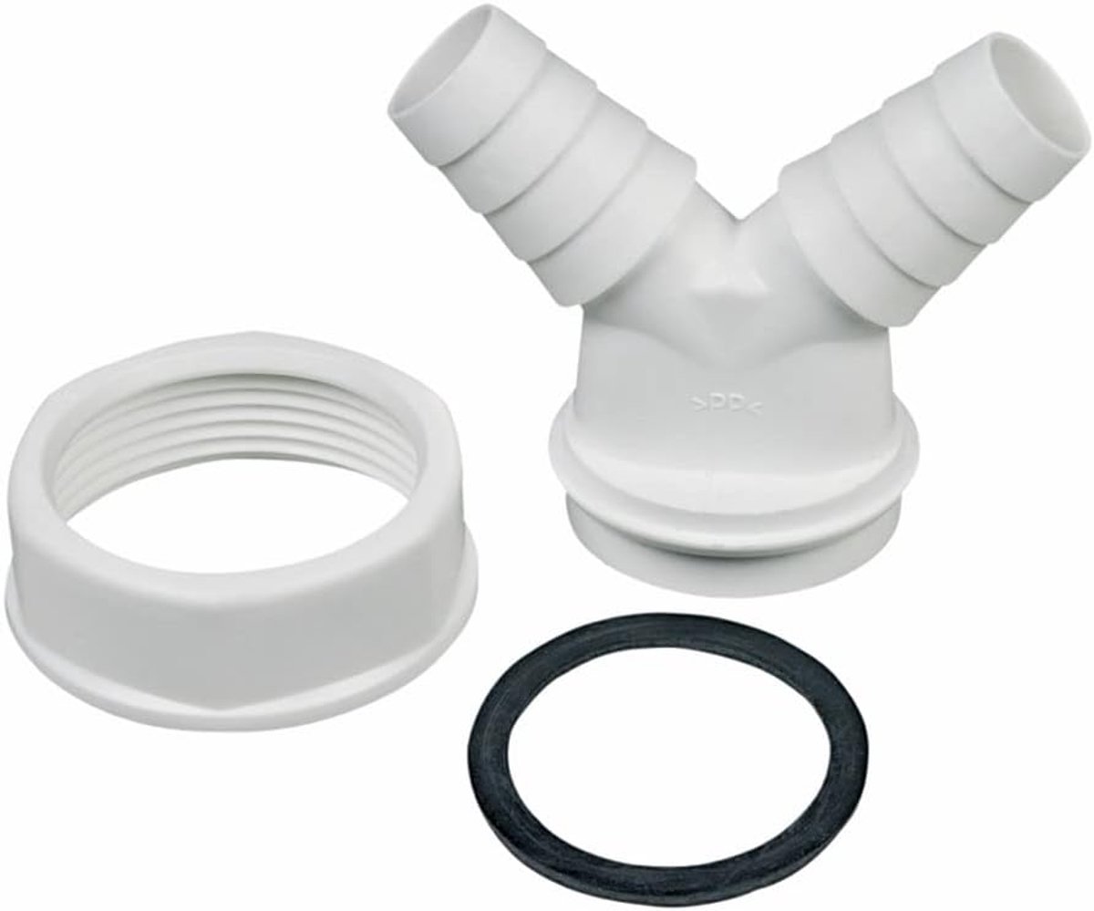 Slangaansluiting, slangaansluiting, afvoerslangaansluiting, sifondkoppelhoekschroefverbinding, 1,5 inch voor sifon, vaatwasser, wasmachine