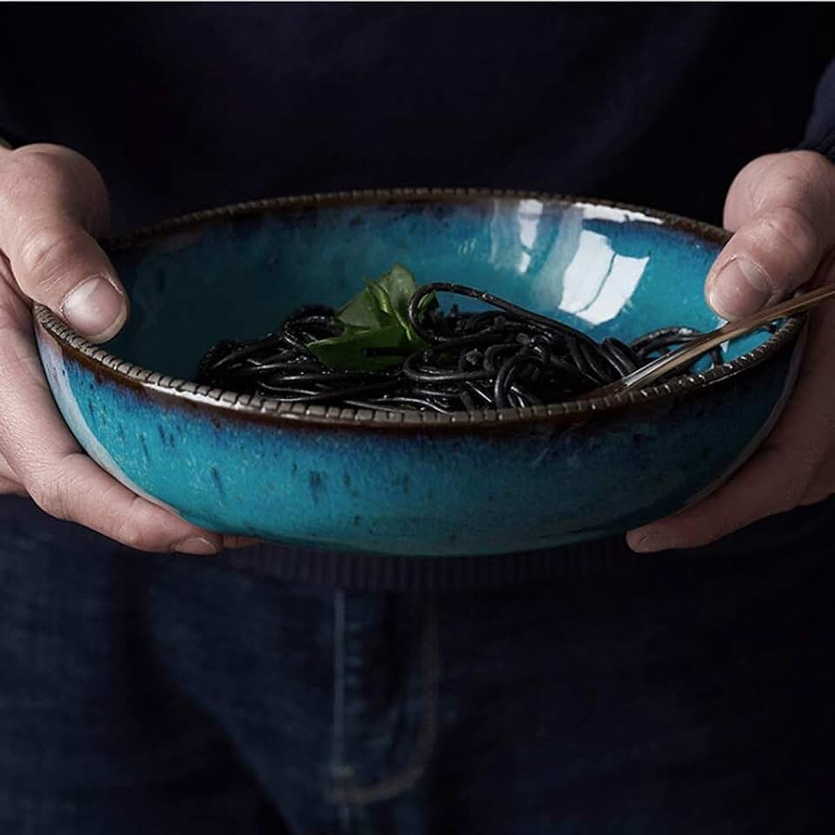 Handmade Soup Salad Bowl Schotel Steengoed tafelgerei Fruitschaal Plate Cutler plaat (Color: Army )