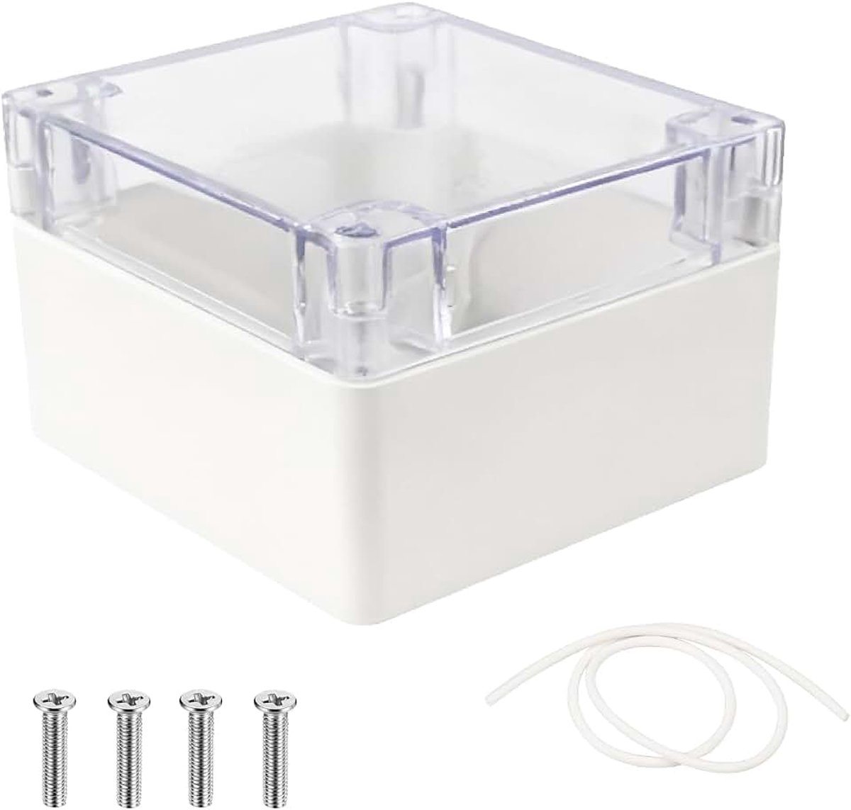 IP65 waterdichte, transparante plastic behuizing, 120 x 120 x 90 mm