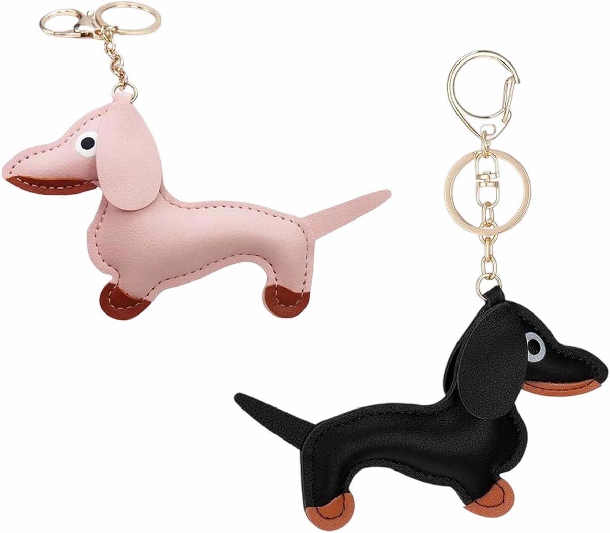 2 stuks sleutelhangers teckel schattige puppy hondentas hanger leer geluksbrenger teckel sleutelhanger geschenken voor liefhebbers dames heren kinderen
