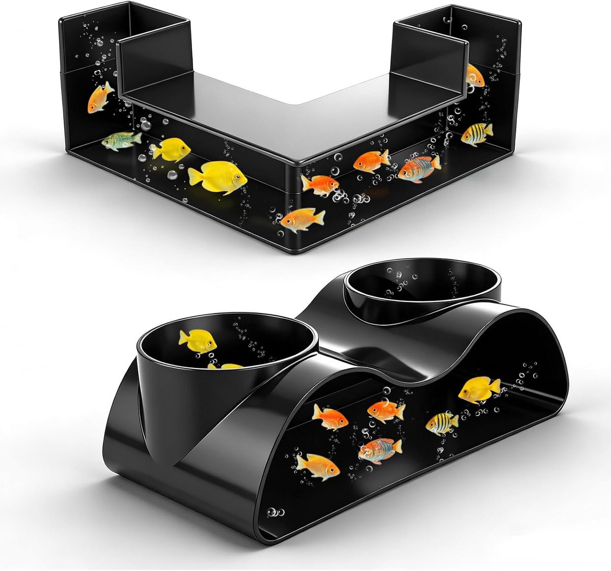 Verstopplaats voor aquarium, hol, decoratie, golfgrot, aquariumtunnel, ondergronds, transparant, 2 maten, 17,6 + 12,5, zichtbaar design voor hoeken, voor meerval, kreeften en garnalen