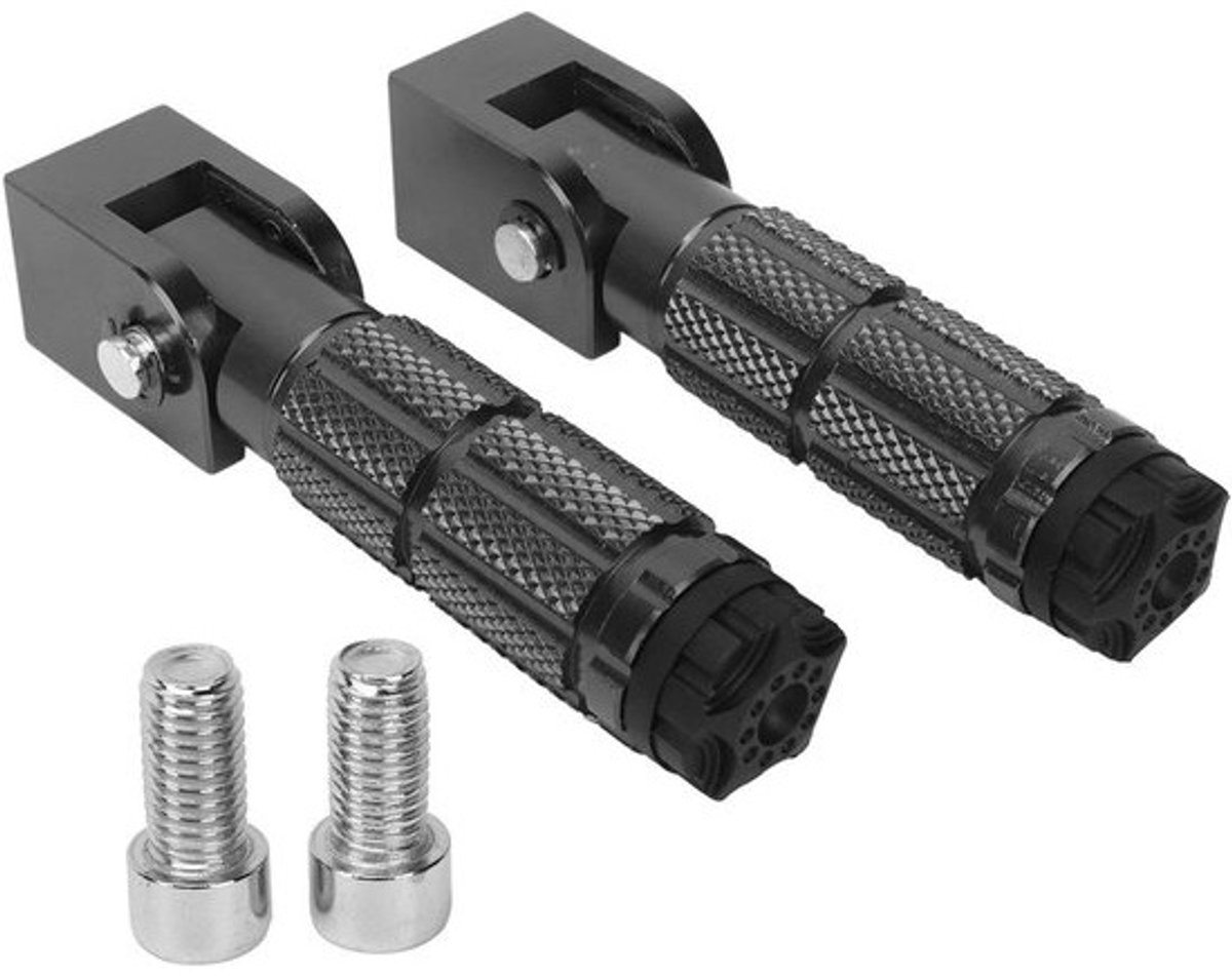 - 2Pcs Foldable Passenger Foot Pegs for Motorcycle M8 Non-slip Aluminum Footrest Universal Cycling ATV UTV Go Kart (Black) - Adly Scooter Foot Nails