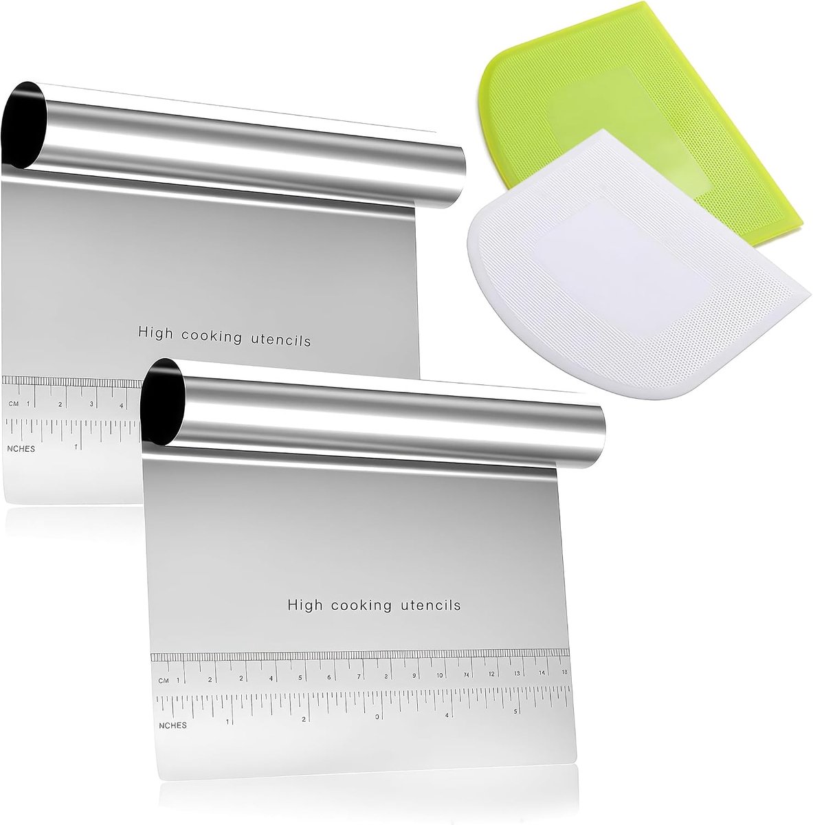 Groentenveger en Plastic Deegsnijder, 4 Delen - Deegschraper, Keukenraclette, Dough Scraper, Bankethoorn voor Keuken en Bakken