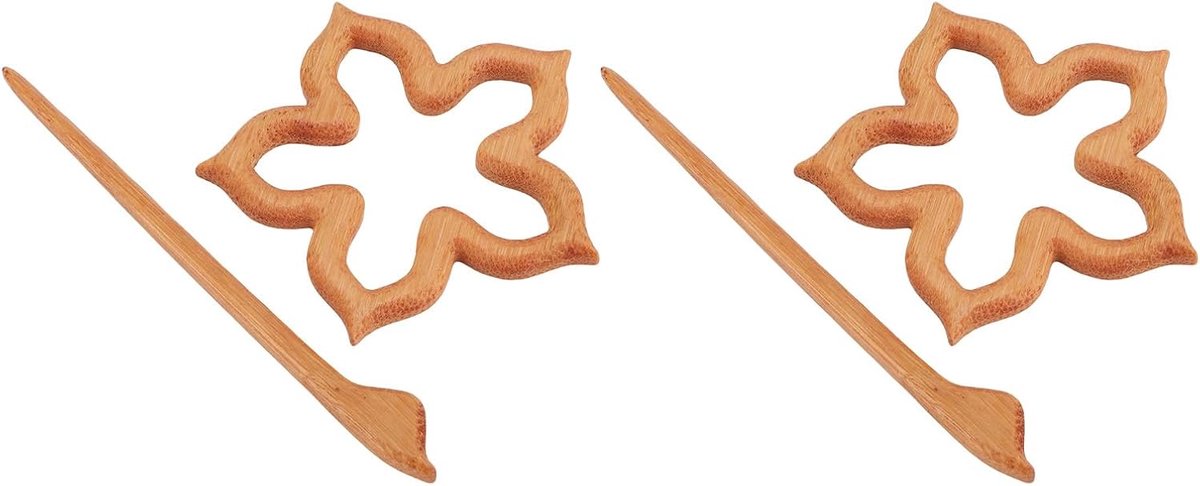 Bloem Handgemaakte Broche Elegante Sjaalgesp voor Damesjurk Trui Cadeau, 2 Stuks Houten Pin Broche voor Kraag
