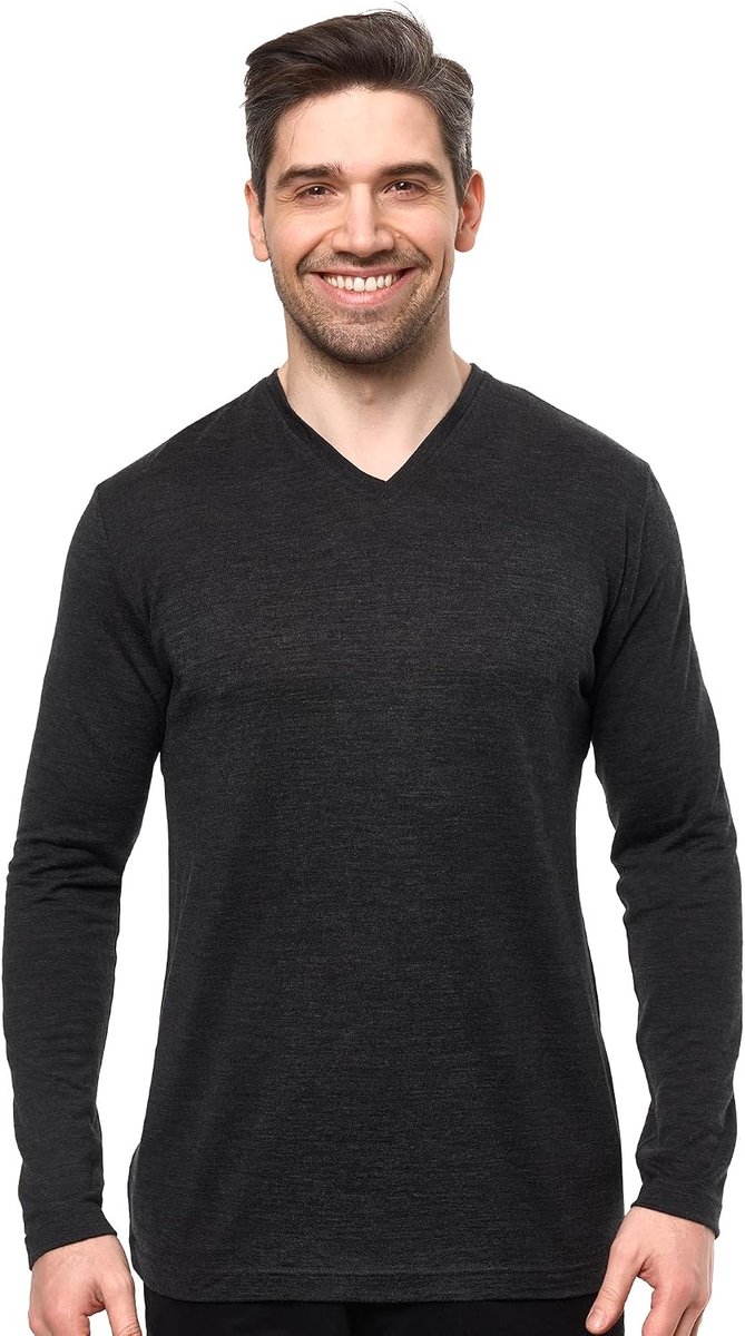 100% Merino Henley Shirt Heren Met Lange Mouwen – Ondergoed Van Merinowol