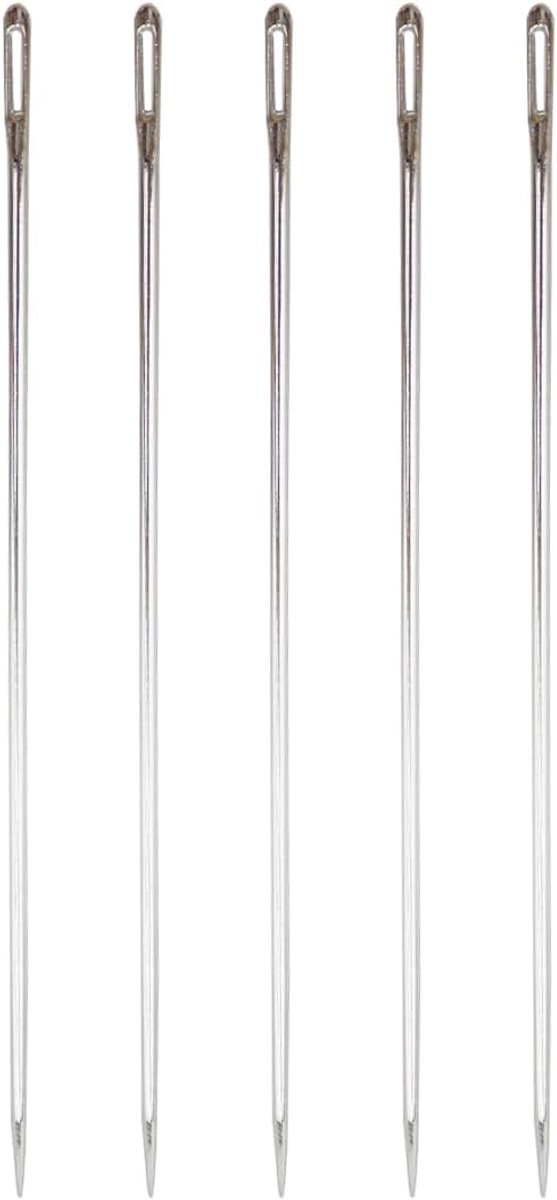 5 stuks naainaalden met groot oog voor dikke stoffen, quilten, stoffering en reparaties, 15 cm