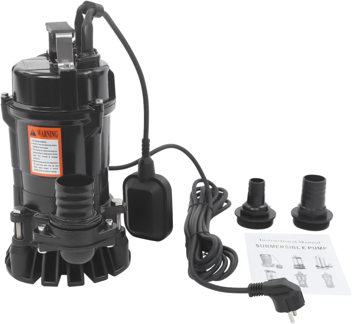 550 W vuilwaterpomp, afvalwaterpomp, 16 m³/u, dompelpomp, beschermingsklasse IP68, geschikt voor afvalwater, vuilwater, vijvers, schachten en voor het afvoeren van kelders (zwart)