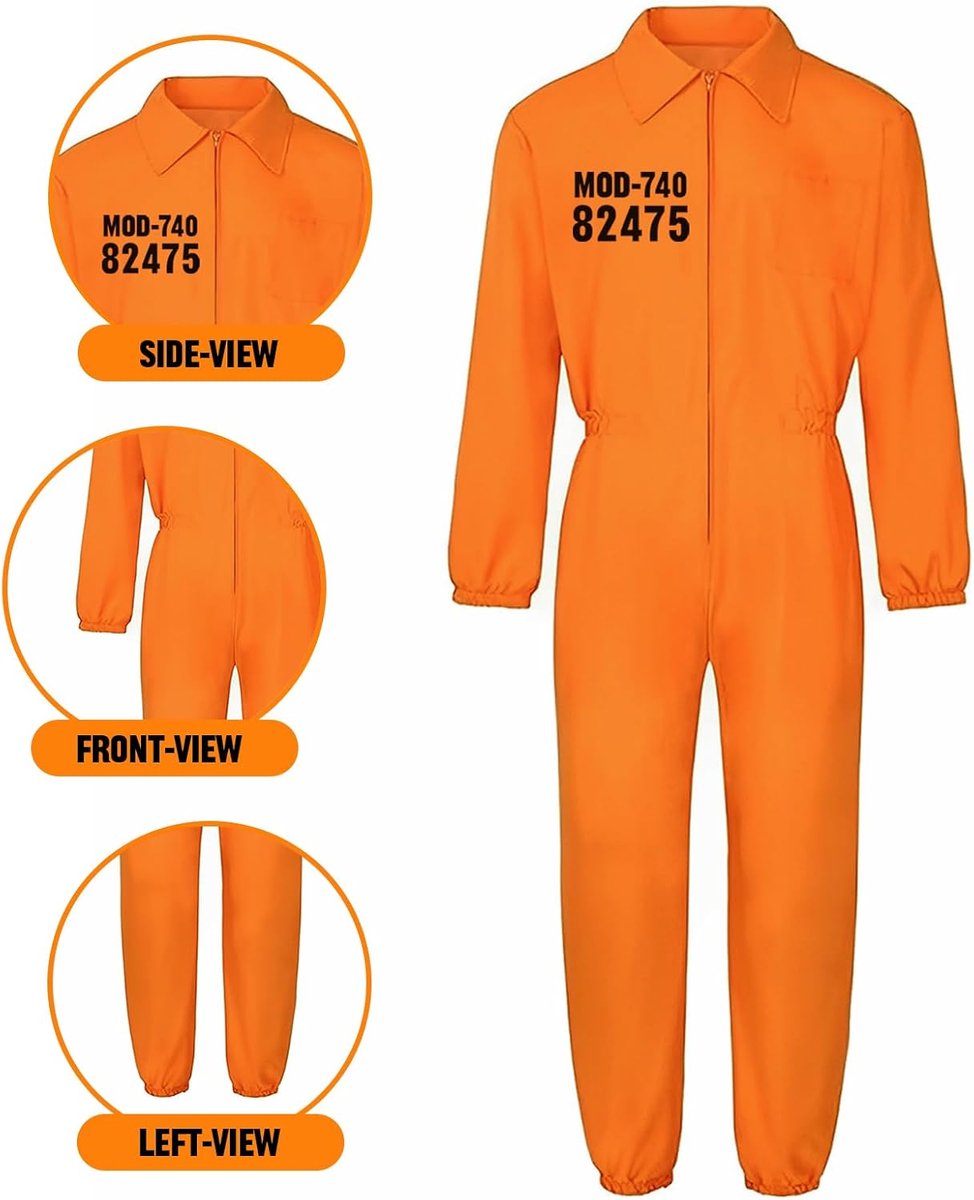 Gevangenenkostuum voor dames en heren, carnaval, oranje gevangenenkostuum voor volwassenen, cosplay
