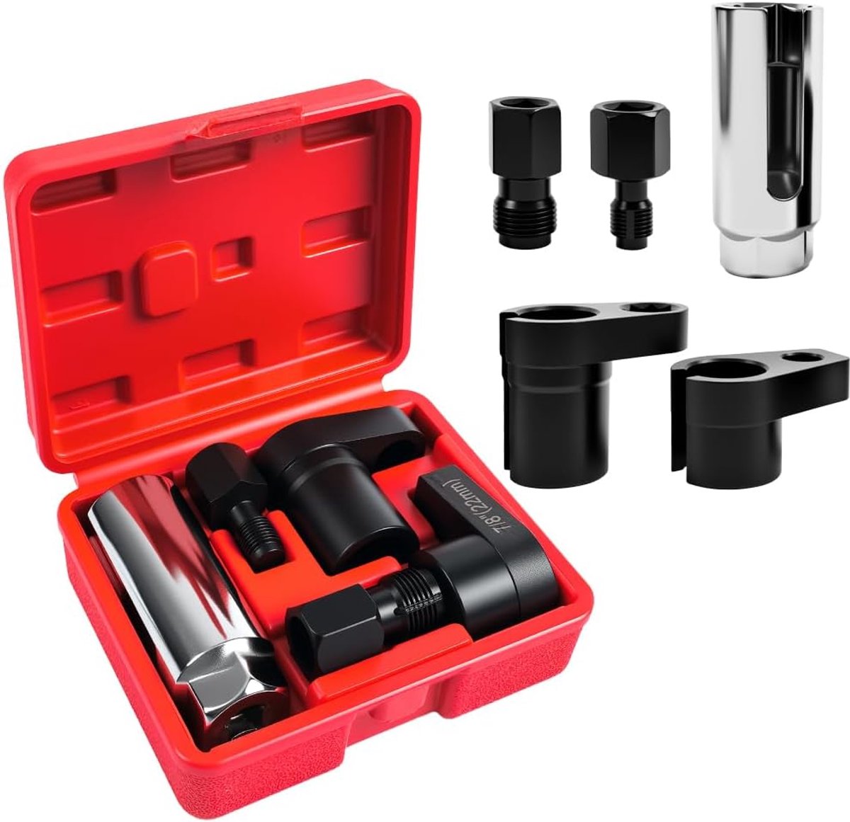 Sleutelmoerset, lambdasonde, gereedschap en schroefdraadreparatieset, 1/2 inch, 3/8 inch, aandrijving 7/8 inch, 22 mm, lambdasonde, moer, steeksleutel, M12, M18