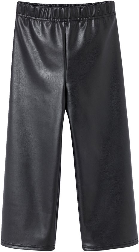 Lange slim legging met leerlook zwart