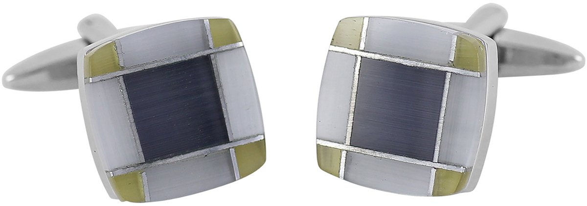 LINDENMANN heren manchetknopen cats-eye - zilverkleurig