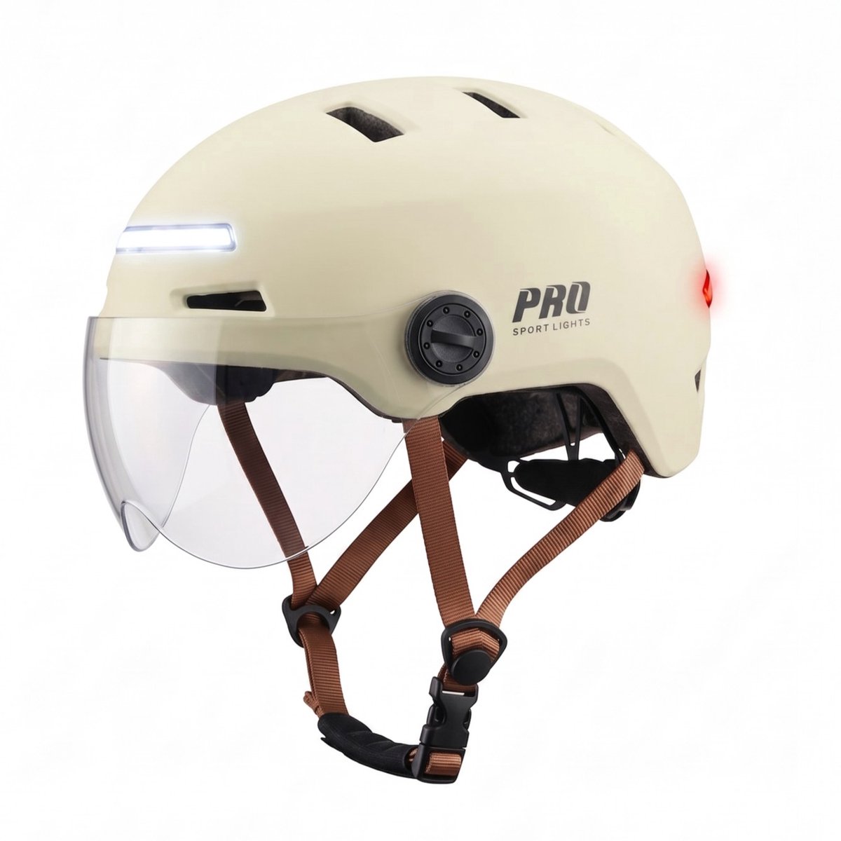Fietshelm Dames Heren Clearview Helm vizieren & verlichting Fiets E-bike Speed Pedelec NTA 8776 Medium Beige