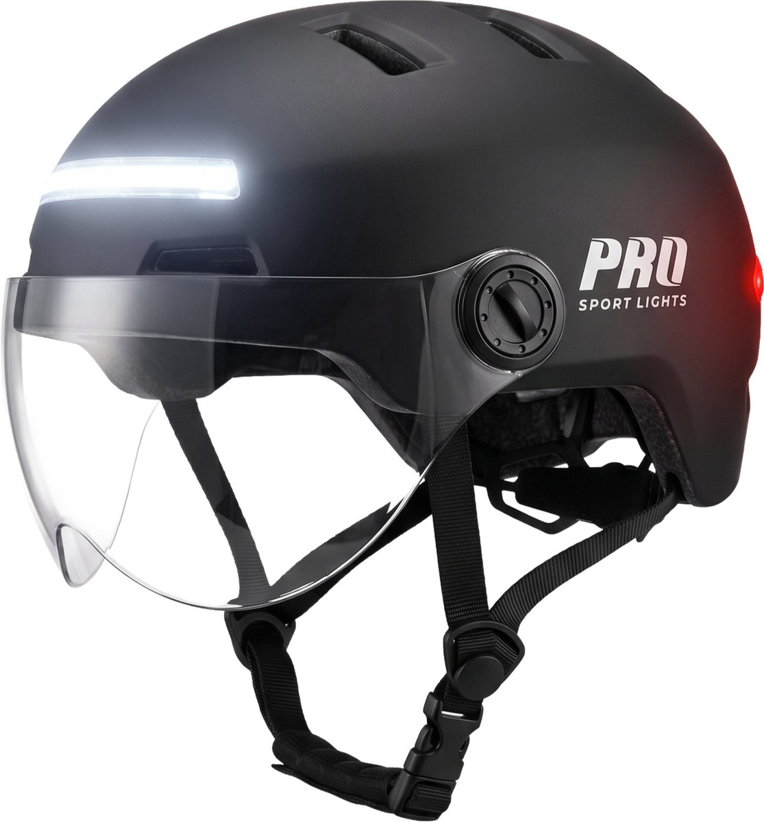 Fietshelm Dames Heren Clearview Helm vizieren & verlichting Fiets E-bike Speed Pedelec NTA 8776 Medium Zwart
