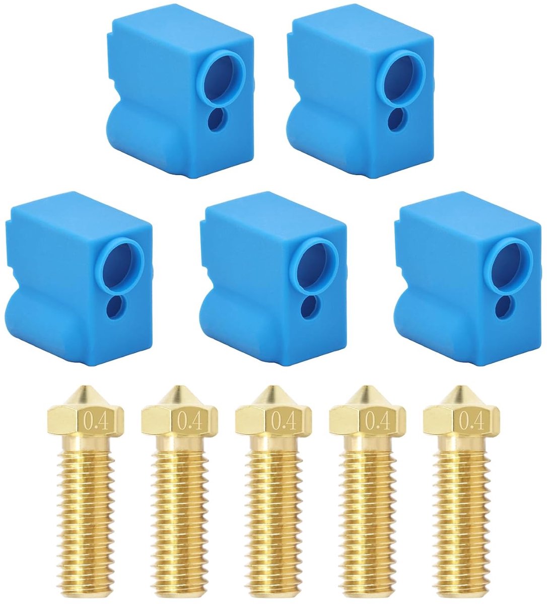 5 stuks spuitmonden en siliconen sokken voor Anycubic Vyper, Kobra Plus, 3D Printer Onderdelen. 5 stuks 0,4 mm messing spuitmonden en siliconen sokken voor Vyper, Kobra Plus, Kobra Max FDM 3D