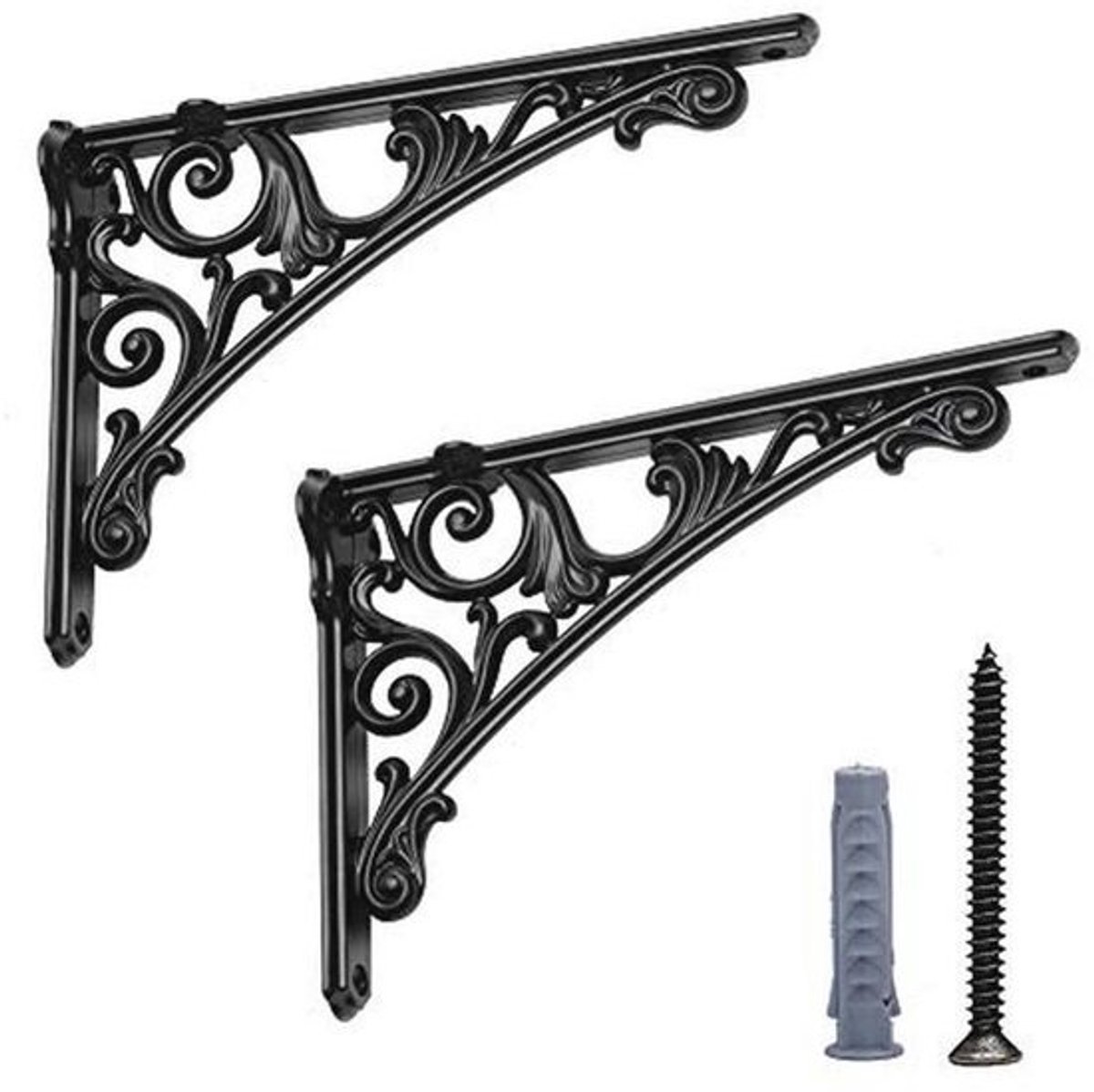 Stevige Planksteunen Gietijzer Set van 2 - 8 x 14 cm - Zwart