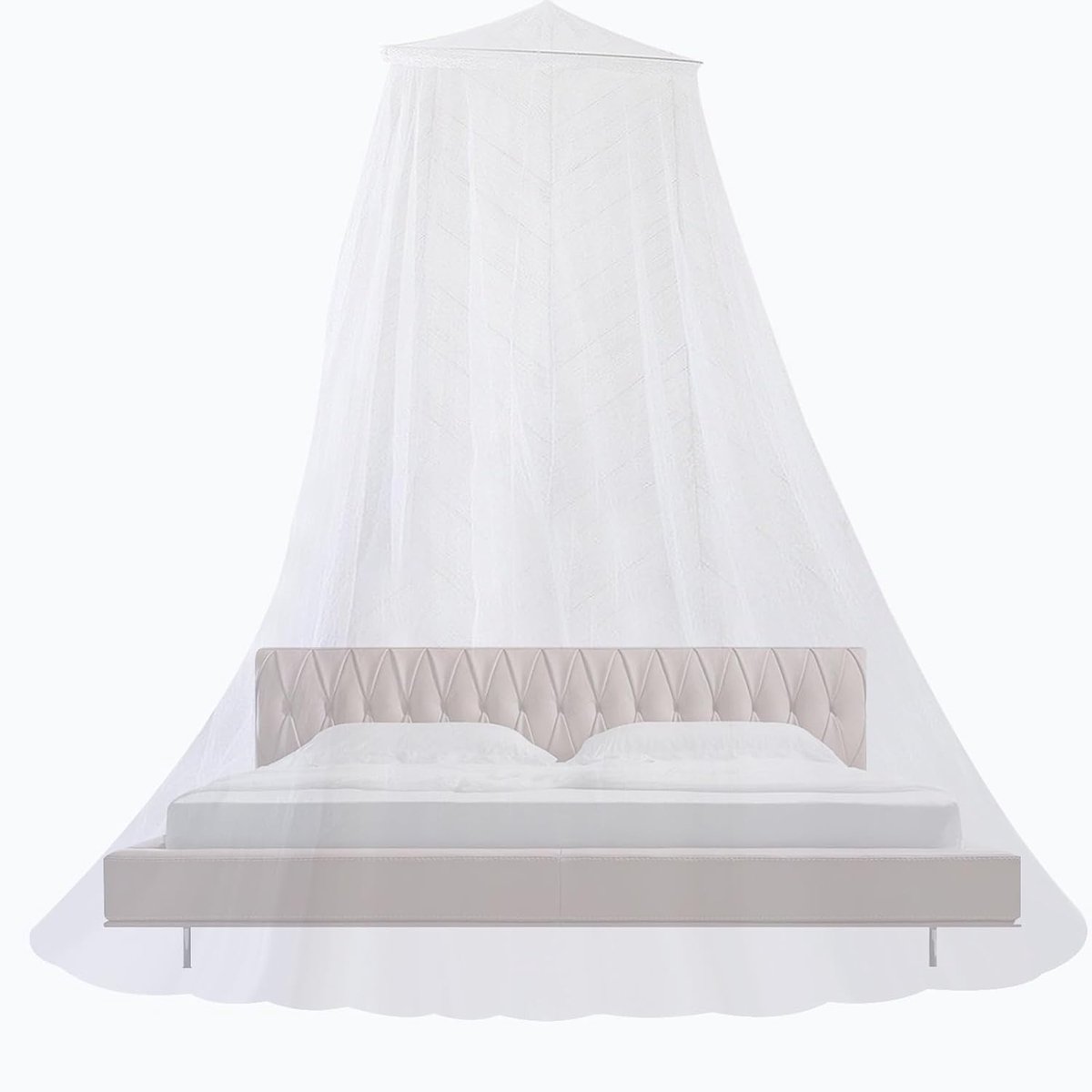 Luxe klamboe voor tweepersoonsbed, baldakijn, voor buiten en binnen, muggenbescherming, groot, eenvoudig aan te brengen, voor op reis, camping, wit