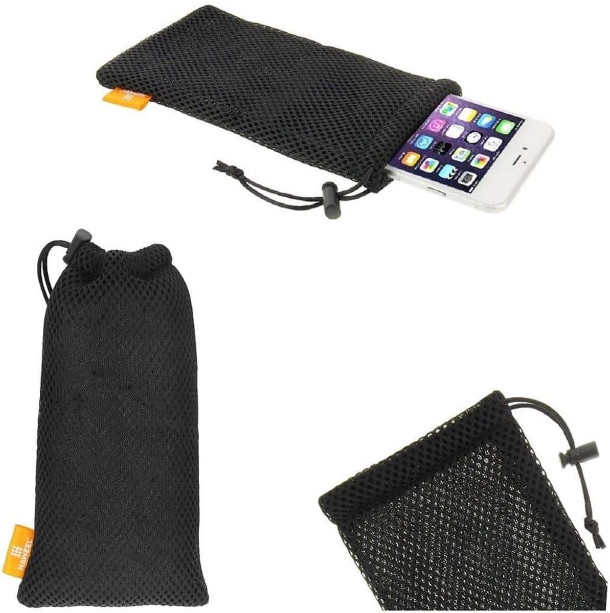 Mesh Pouch Bag with Chain and Loop Closure voor BBK Vivo Y100 5G (2023) - Black