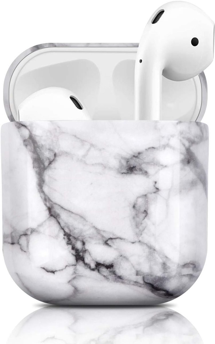 Compatible with AirPod Case, Portable Marble Airpod Cover, Full Protective Accessories for Apple AirPods 1&2 Charging Case - White