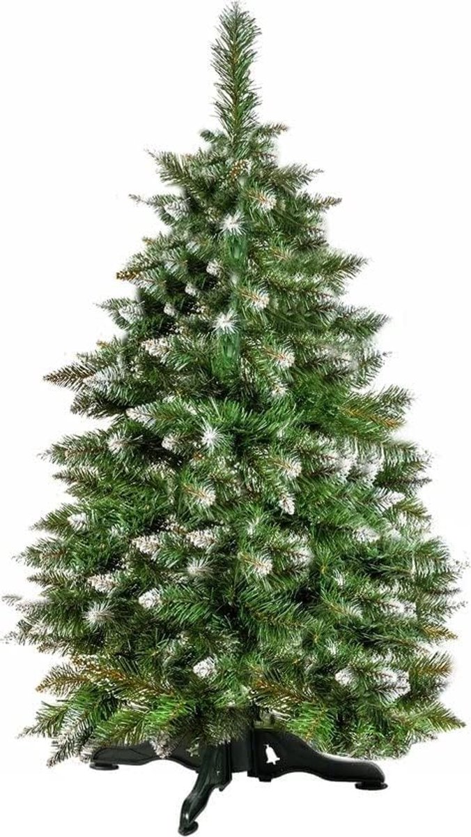 Kerstboom, Diamanten Pijnboom op Houten Stam 180 cm, Stevige Sneeuwboom met Houten Standaard