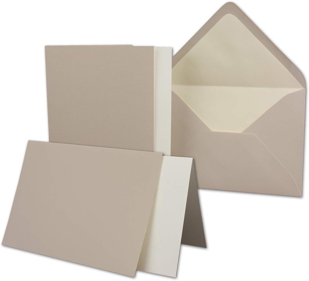 25 x pakket met gevoerde brief-enveloppen en inleg - geribbeld - DIN A6/C6 - Taupe - 10,5 x 14,8 cm - natkleefstof - NEUSER PAPIER