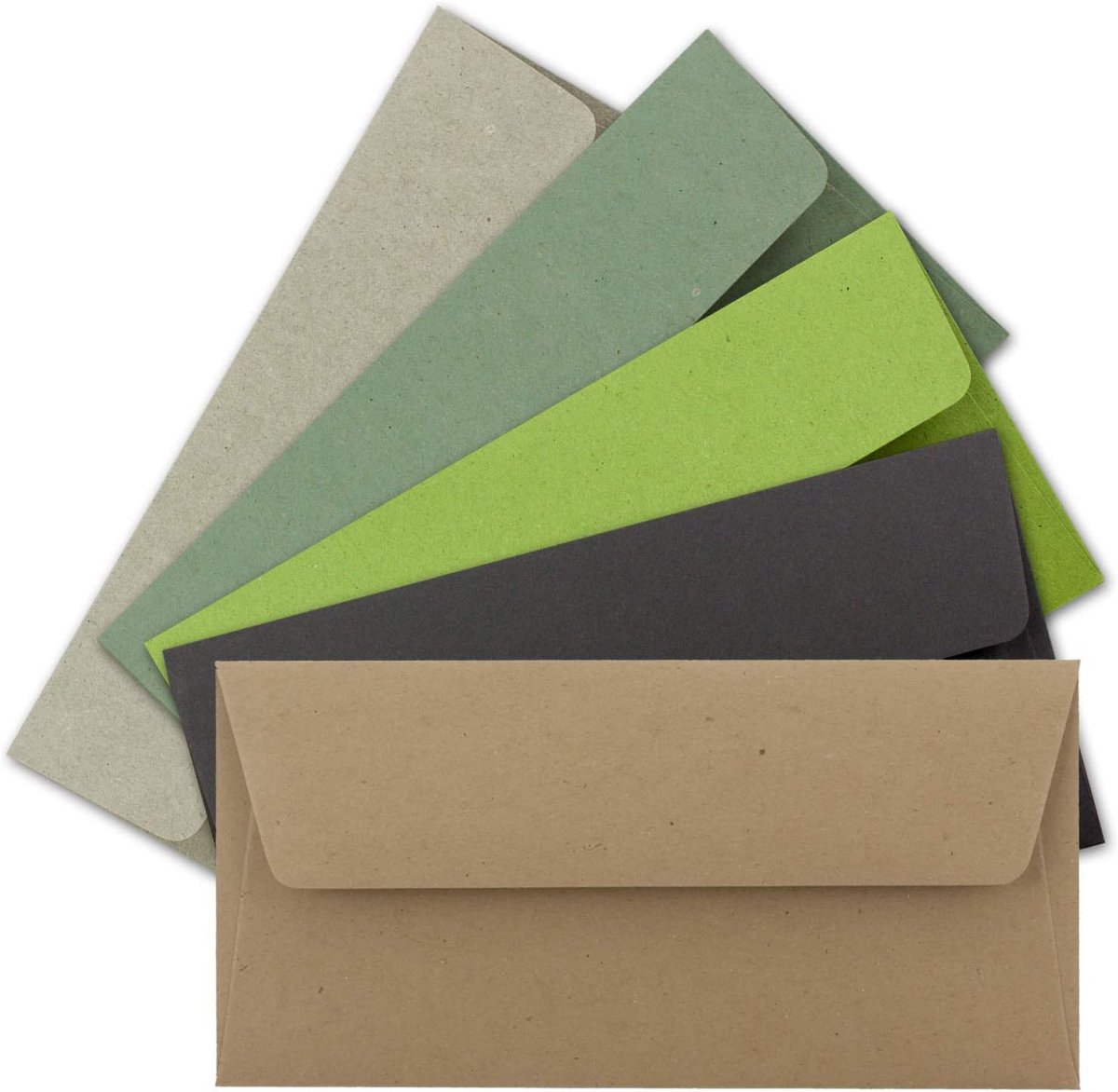 50 x enveloppen, kleurenmix-pakket, DIN lang, 110 x 220 mm (11 x 22 cm), vintage kraftpapier, natuurlijk papier, ideaal voor uitnodigingskaarten