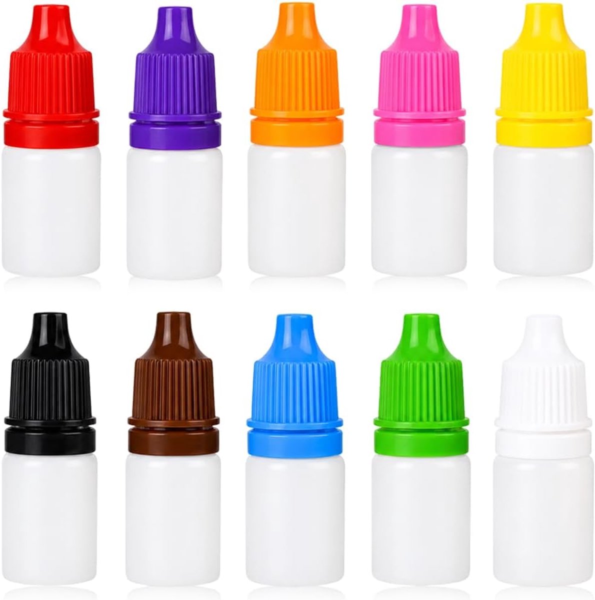 Knijpflessen van kunststof, 5 ml, lege knijpflessen met deksel, 10 stuks