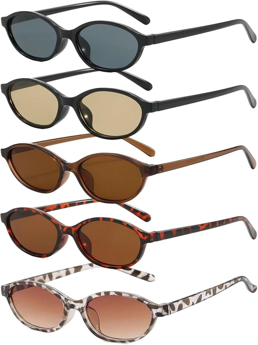 5 x retro-zonnebril, retro-zonnebril, ovaal, retro, kattenoog, klassieke veiligheidsbril voor autorijden op reis
