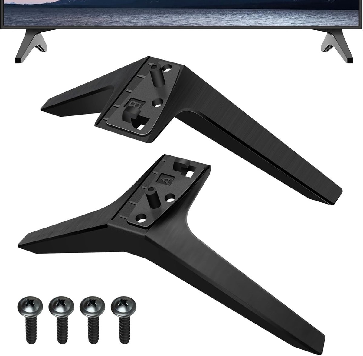 Poten voor LG TV reservestandaard, LG TV poten zwarte sokkelpoten voor standaard vervangende sokkel met schroeven, Stand Base voor TV Legs Vervanging 49 50 55 inch, onderdeelnummer: MAM649841 (49
