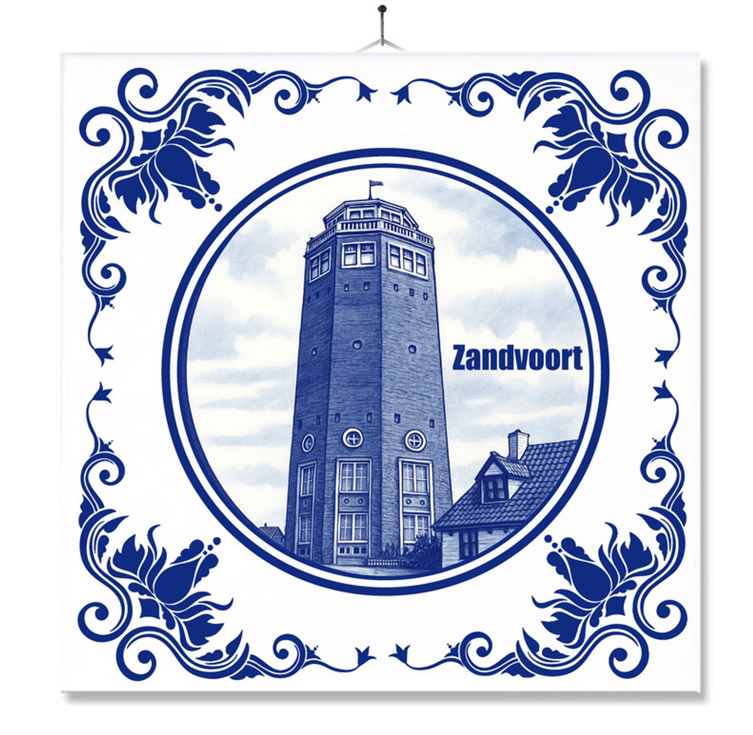 MC Living Tegel Met Opdruk | Zandvoort | Delft Blauw | Cadeau | Inclusief Geschenkdoos | Standaard | Ophangsysteem Ontwerp 1