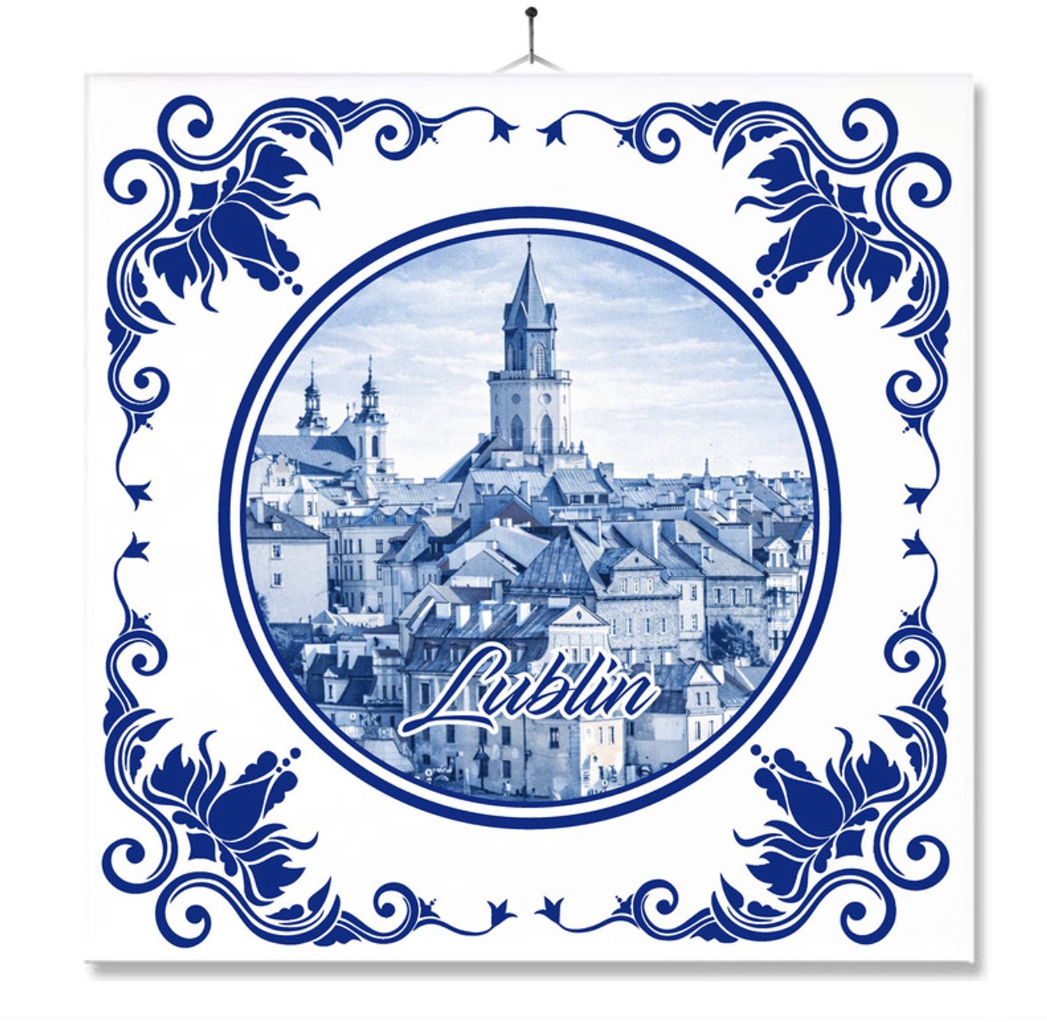 MC Living Tegel Met Opdruk | Lublin | Delft Blauw | Cadeau | Inclusief Geschenkdoos | Standaard | Ophangsysteem Ontwerp 3
